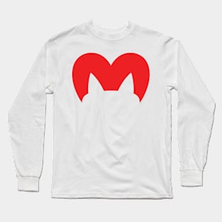 Cat in Heart Silhouette Long Sleeve T-Shirt